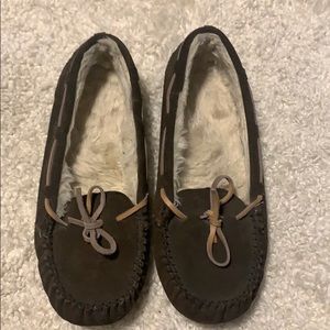Brown Suede Moccasins Size 8